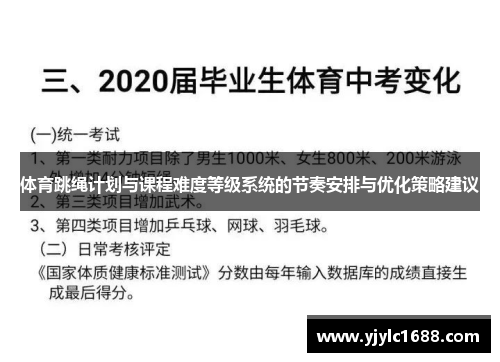 体育跳绳计划与课程难度等级系统的节奏安排与优化策略建议